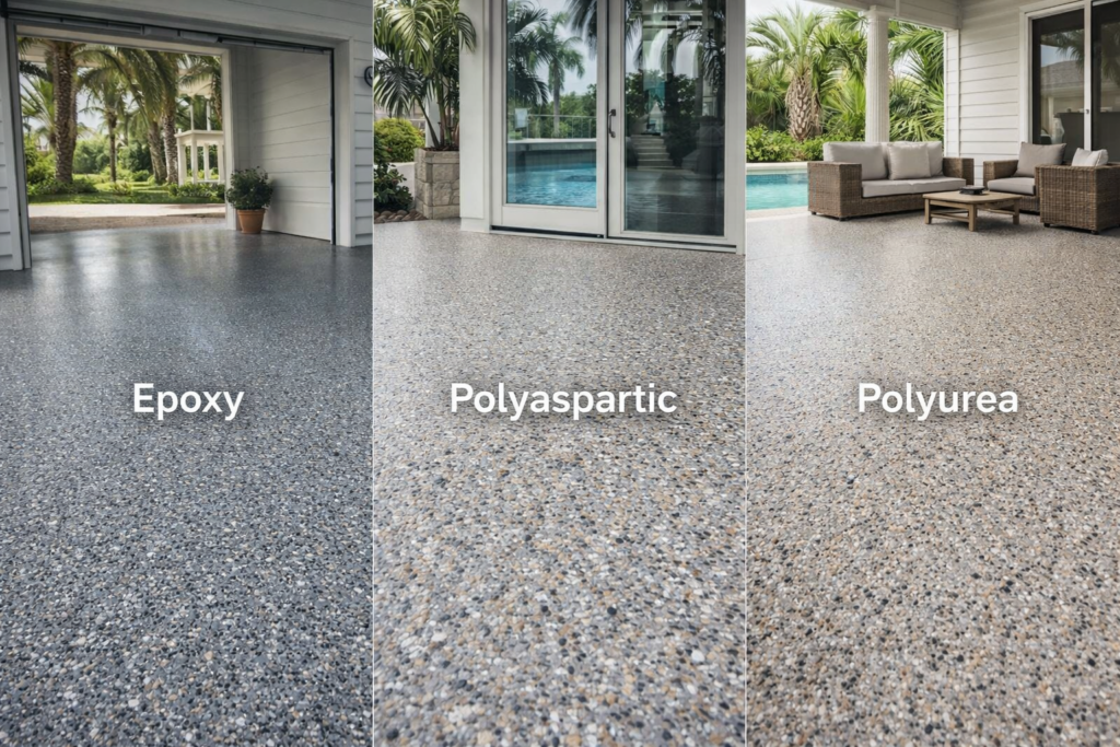 Types of Concrete Coatings Explained | Epoxy, Polyaspartic, Polyurea